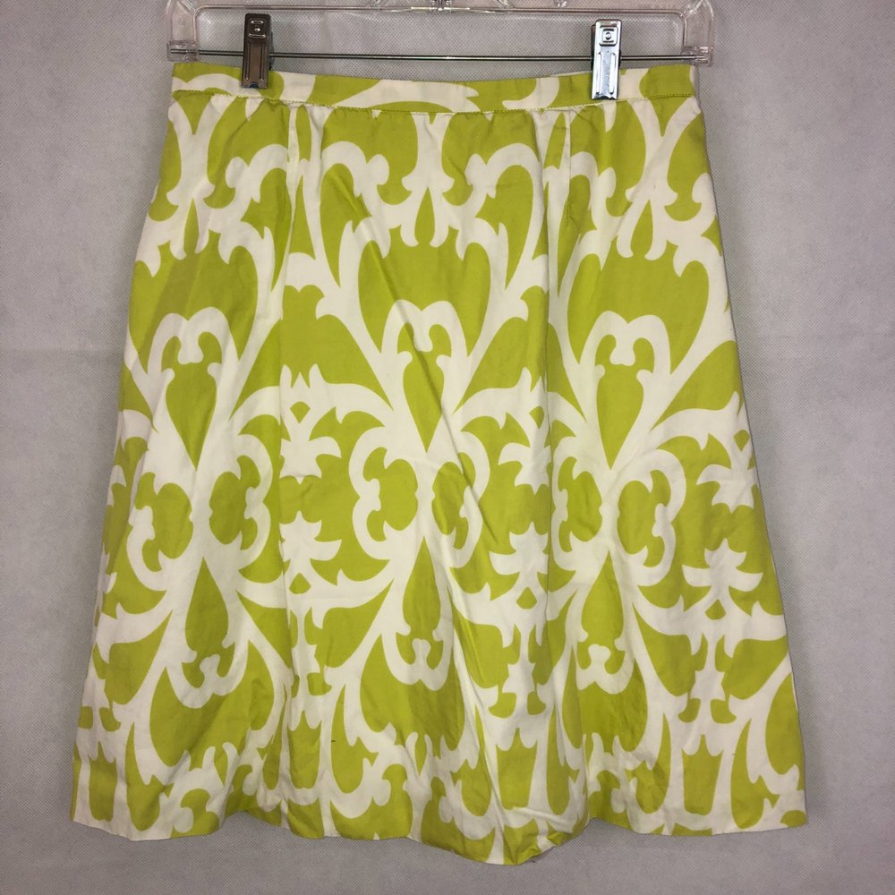 J. Crew Damasque Green/White Skirt Size 0
